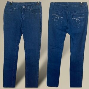 Fashion Nova VSX Straight Leg Jeans Dark Wash Embellished Pocket Jeans Size 4